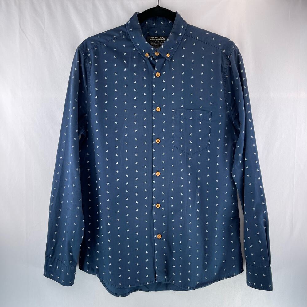Burton Menswear London Paisley Button Down Shirt Size M